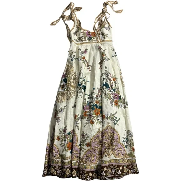 champagne a line v neck dress V-Neck Embellished A-Line Dress Champagne Gold / FR 38